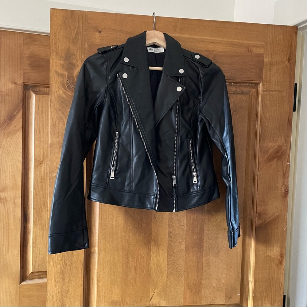 Girls H&M Faux Leather Jacket black